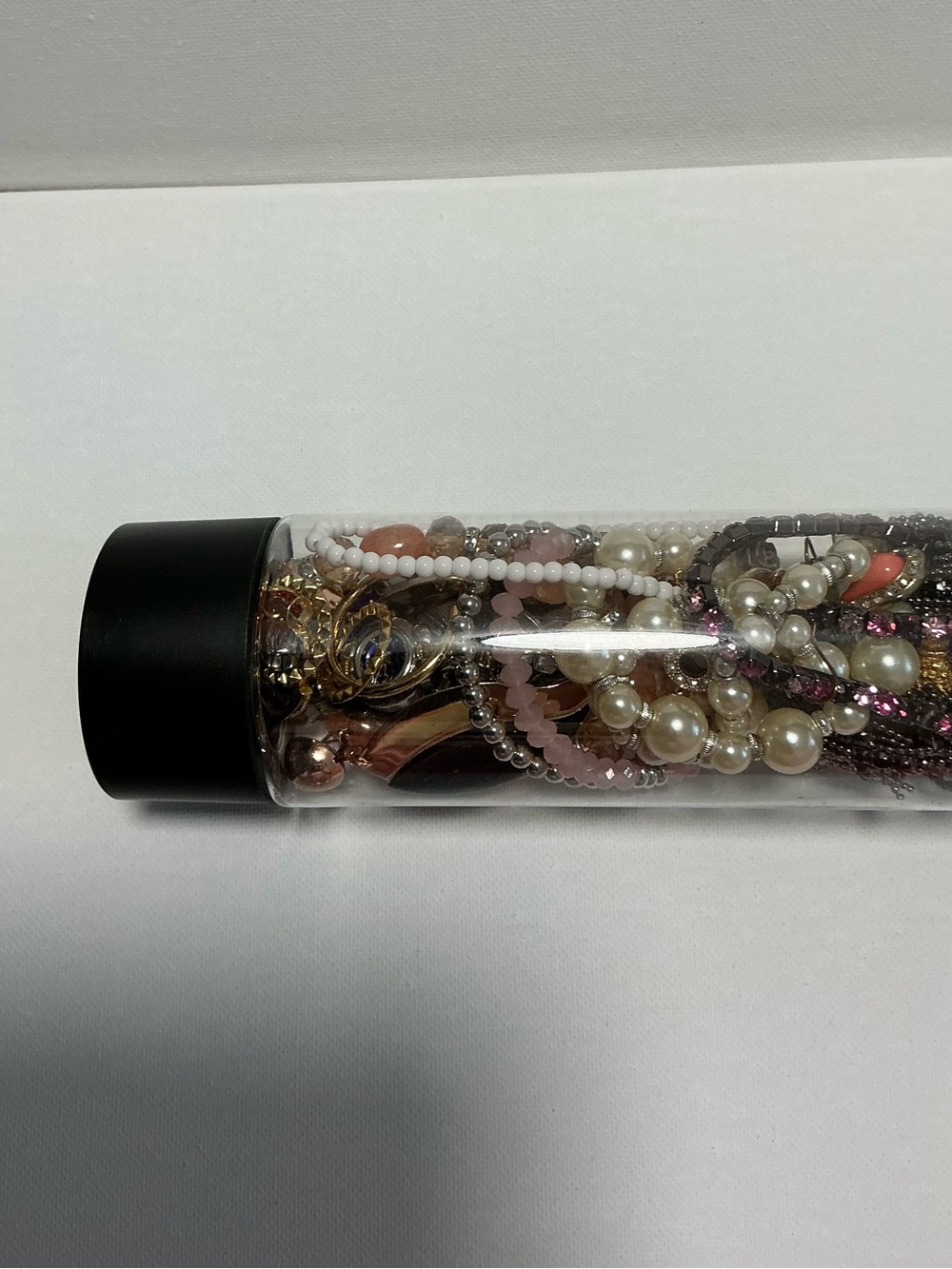 Clear Jewelry Tube Filled with 25 Mixed Costume Jewelry - Multicolor Items. - Picture 5 of 15